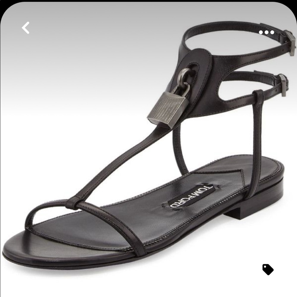 AUTHENTIC Tom Ford Leather Lock T-Strap Sandal